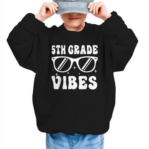 5th Grade Vibes Back To School Graduation Fifth Grade Graphic Kid Sweatshirt - Savourry