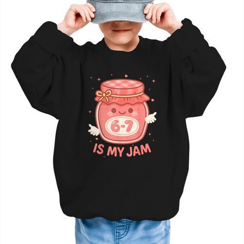 67 Is My Jam Back To School Girls Kids Cute 6 7 Meme Graphic Kid Sweatshirt - Savourry