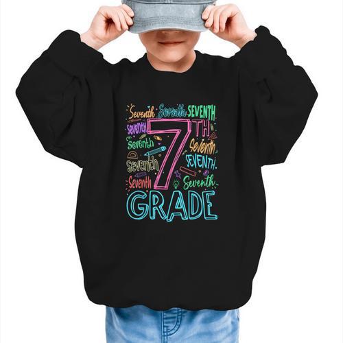 7th Grade Typography Team Seventh Grade Back To School Kids Graphic Kid Sweatshirt - Savourry