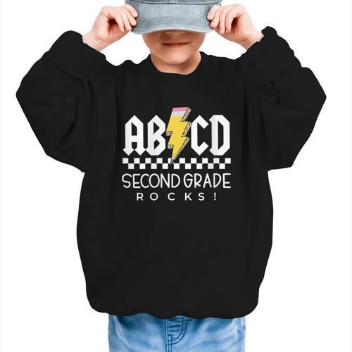 ABCD Second Grade Rocks First Day Of School Back To School Graphic Kid Sweatshirt - Savourry