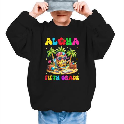 Aloha Fifth Grade Pineapple Hawaii Back To School Kids Girl Graphic Kid Sweatshirt - Savourry