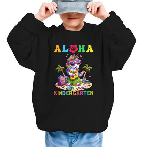 Aloha Kindergarten Unicorn Hawaii Back To School Kids Girl Graphic Kid Sweatshirt - Savourry