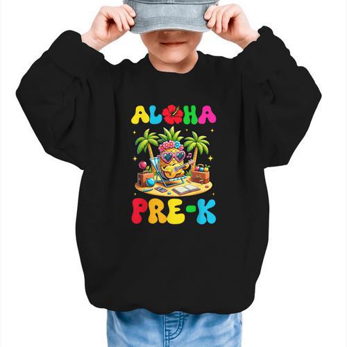 Aloha Pre-K Pineapple Hawaii Back To School Kids Girls Graphic Kid Sweatshirt - Savourry