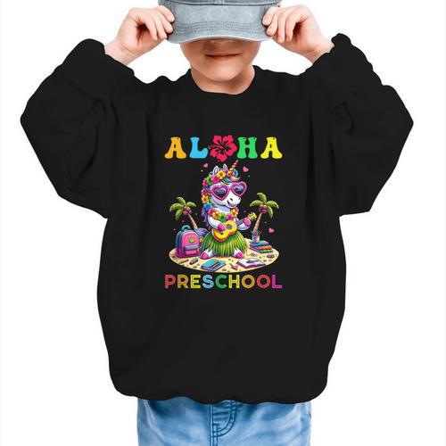 Aloha Preschool Unicorn Hawaii Back To School Kids Girl Graphic Kid Sweatshirt - Savourry