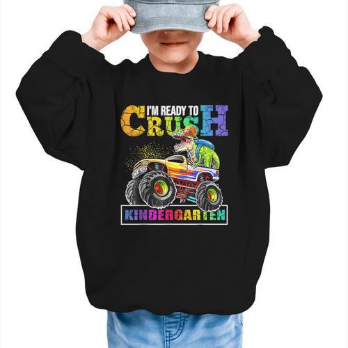 Back To School Boy Dinosaur I'm Ready To Crush Kindergarten Graphic Kid Sweatshirt - Savourry