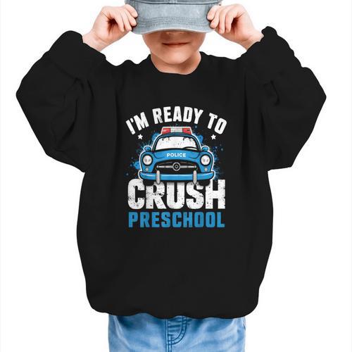 Back To School First Day Of Preschool Police Car Boys Graphic Kid Sweatshirt - Savourry