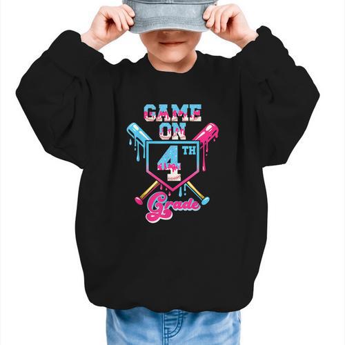 Back To School Game On Fourth Grade Baseball First Day Boys Graphic Kid Sweatshirt - Savourry