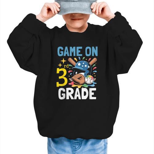 Back To School Game On Third Grade Baseball First Day Boys Graphic Kid Sweatshirt - Savourry