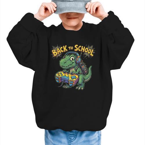 Back To School Gaming First Grade Dinosaur T Rex Boys Graphic Kid Sweatshirt - Savourry