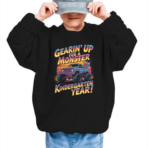 Back To School Kindergarten Monster Truck First Day Boys Graphic Kid Sweatshirt - Savourry