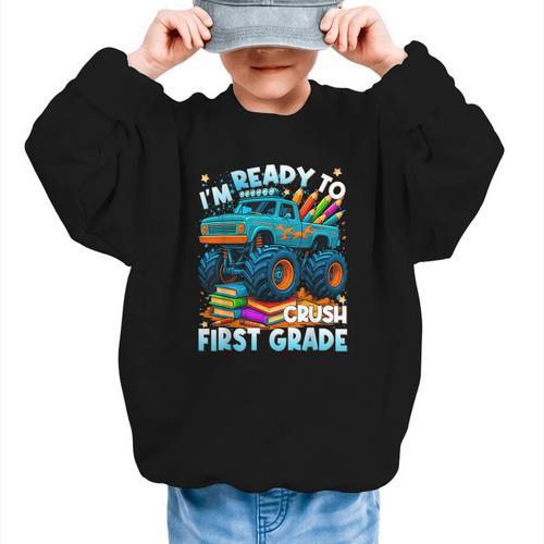 Back To School Ready To Crush 1st Grade Monster Truck Boys Graphic Kid Sweatshirt - Savourry
