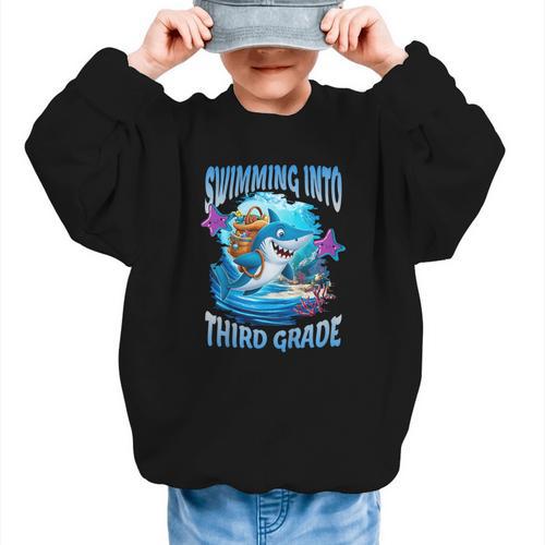Back To School Third Grade Shark Graphic Kid Sweatshirt - Savourry