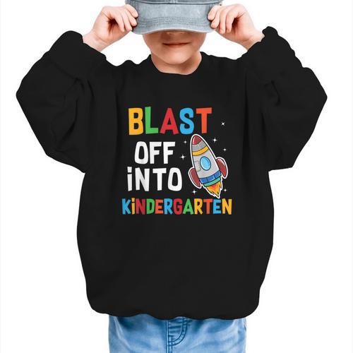 Blast Off Into Kindergarten Back To School Rocket Graphic Kid Sweatshirt - Savourry