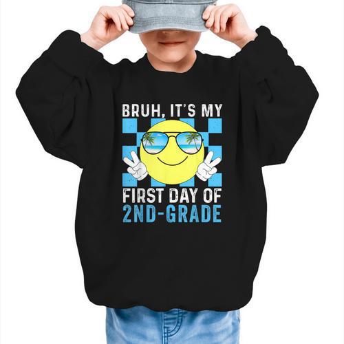 Bruh It's My First Day Of 2nd-Grade Back To School Kids Boys Graphic Kid Sweatshirt - Savourry