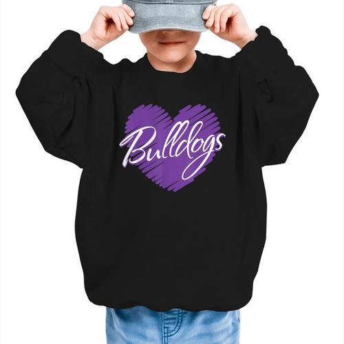 Bulldogs Heart Back To School Spirit P Graphic Kid Sweatshirt - Savourry