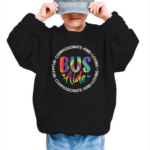 Bus Driver Aide Back To School Bus Driver Tie Dye Graphic Kid Sweatshirt - Savourry