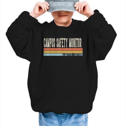Campus Safety Monitor Week Retro Vintage Back To School Day Graphic Kid Sweatshirt - Savourry
