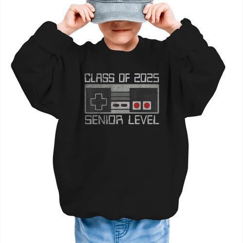Class Of 2025 Senior Level Back To School Gamer Graduation Graphic Kid Sweatshirt - Savourry