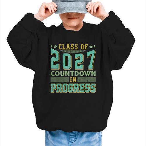 Class Of 2027 Countdown In Progress Fun Back To School Retro Graphic Kid Sweatshirt - Savourry