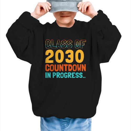 Class Of 2030 Countdown In Progress Fun Back To School Retro Graphic Kid Sweatshirt - Savourry