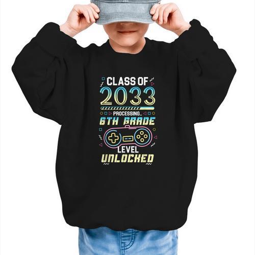 Class 2033 Gaming 6th Grade Level Unlocked Back To School Graphic Kid Sweatshirt - Savourry
