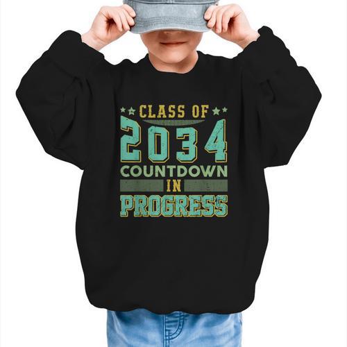 Class Of 2034 Countdown In Progress Fun Back To School Retro Graphic Kid Sweatshirt - Savourry