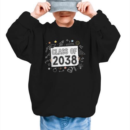Class Of 2038 Grow Wiith Me School Back To School First Day Graphic Kid Sweatshirt - Savourry