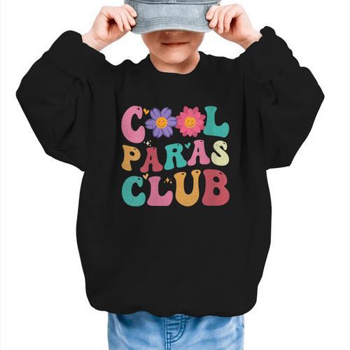 Cool Paras Club Paraprofessional Groovy Back To School Graphic Kid Sweatshirt - Savourry