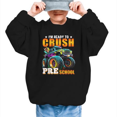 Crush Preschool Monster Truck Back To School Kids Boys Graphic Kid Sweatshirt - Savourry