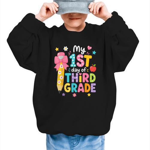 Cute My 1st Day Of Third Grade Pencil Back To School Girls Graphic Kid Sweatshirt - Savourry