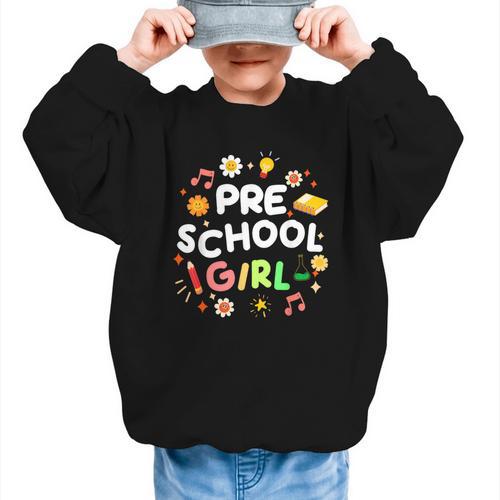 Cute Preschool Girl First Day Of School Back To School Graphic Kid Sweatshirt - Savourry