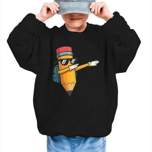 Dabbing Pencil Dancing Back To School First Day Student Boys Graphic Kid Sweatshirt - Savourry