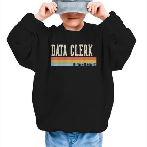 Data Clerk Week Retro Vintage Back To School Day Graphic Kid Sweatshirt - Savourry