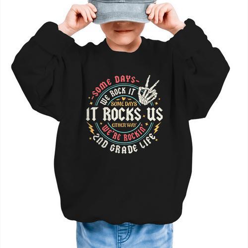 Some Days We Rock It 2nd Grade Life Back To School Graphic Kid Sweatshirt - Savourry