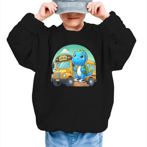 Dinosaur Kids Riding a Bus Back To School Ready To Crush Graphic Kid Sweatshirt - Savourry