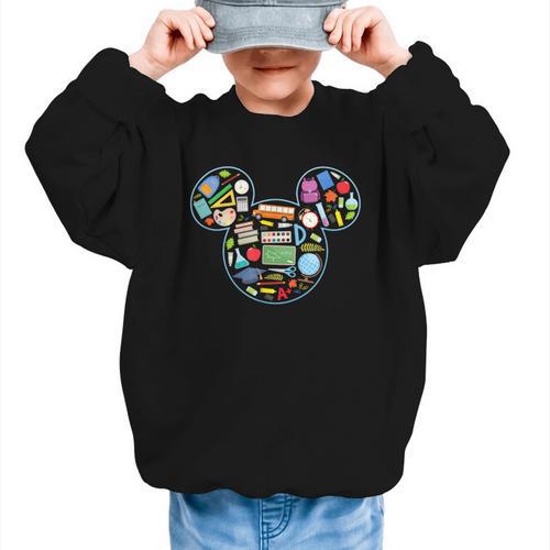 Disney Mickey And Friends Back To School Supplies Logo Fill Graphic Kid Sweatshirt - Savourry
