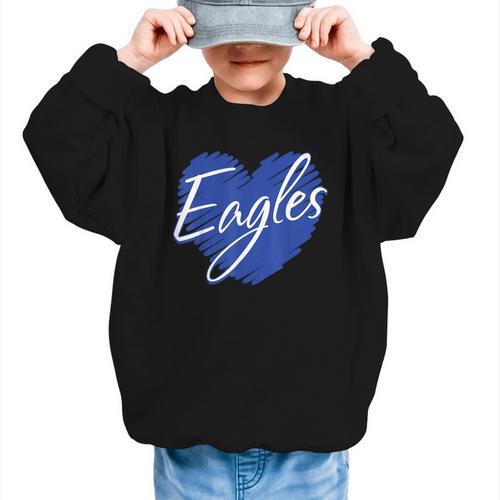 Eagles Heart Back To School Spirit B Graphic Kid Sweatshirt - Savourry