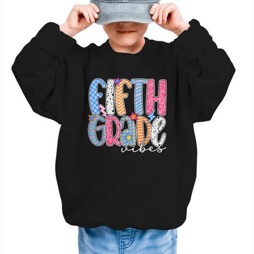 Fifth Grade Vibes 5th Grade Team Retro Back To School Graphic Kid Sweatshirt - Savourry