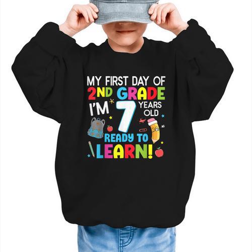 My First Day Of 2nd Grade Back To School 2nd Grade Girls Boy Graphic Kid Sweatshirt - Savourry