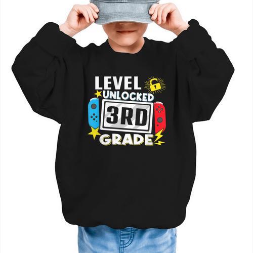 First Day Of 3rd Grade Level Unlocked Game Back To School Graphic Kid Sweatshirt - Savourry