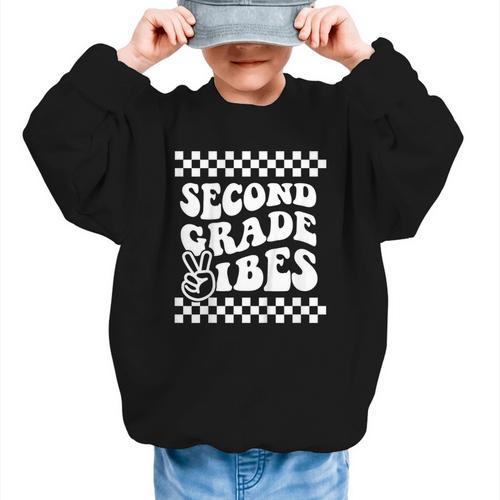 First Day Of Second Grade Vibes Girls Back To School Boys Graphic Kid Sweatshirt - Savourry