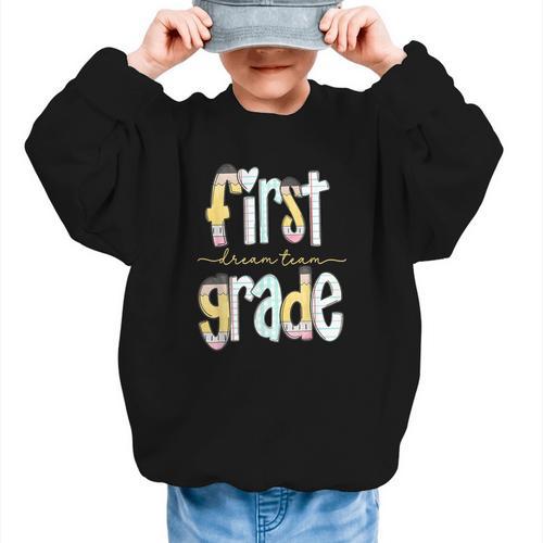 First Grade Dream Team Pencil Back To School Boys Girls Graphic Kid Sweatshirt - Savourry