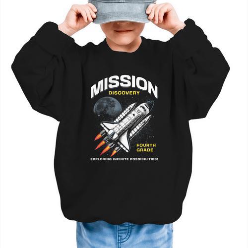 Fourth Grade Back To School Space Rocket Astronaut Graphic Kid Sweatshirt - Savourry