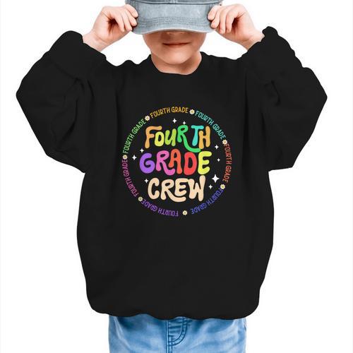 Fourth Grade Crew Back To School 4th Grade Team Graphic Kid Sweatshirt - Savourry