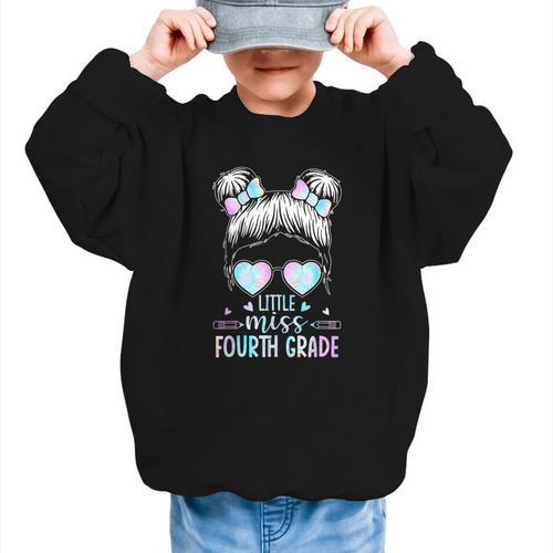 Fourth Grade Little Miss Back To School 4th Grade Little Graphic Kid Sweatshirt - Savourry