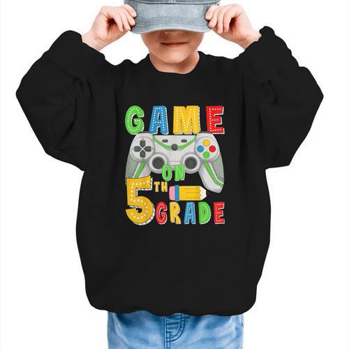 Game On Fifth Grade Back To School Gamer 5th Grade Boys Kids Graphic Kid Sweatshirt - Savourry