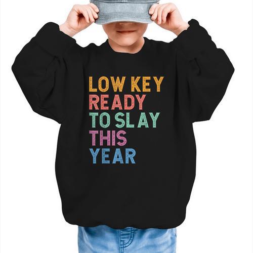 Gen Z Alpha Back To School Low Key Ready To Slay This Year Graphic Kid Sweatshirt - Savourry