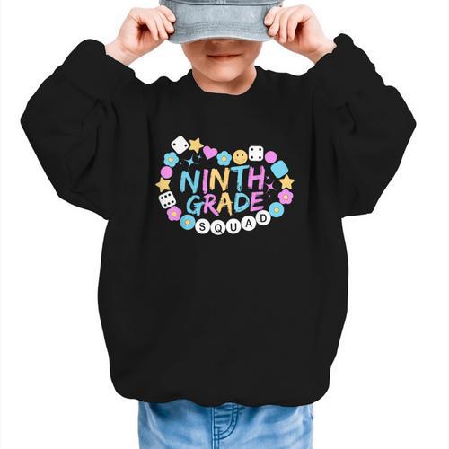 Girls 9th Grade Vibes Back To School Ninth Grade Graphic Kid Sweatshirt - Savourry