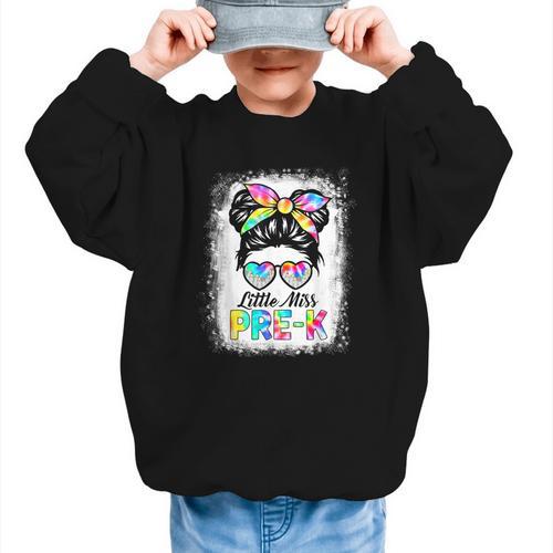 Girls PRE-K Preschool Back To School Cute Little Miss Pre-k Graphic Kid Sweatshirt - Savourry