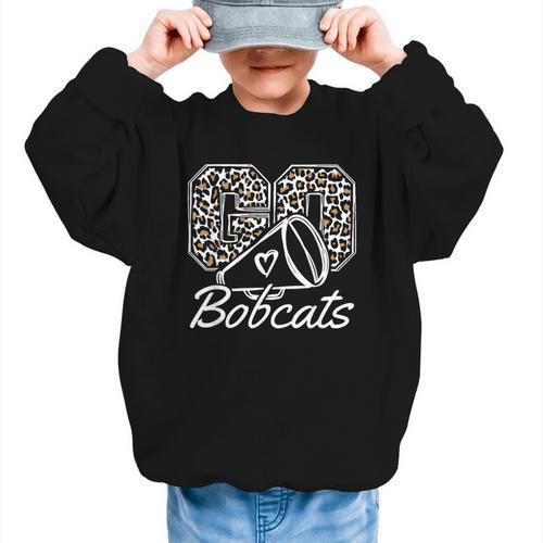 Go Cheer Bobcats High School Spirit Fan Team Back To School Graphic Kid Sweatshirt - Savourry